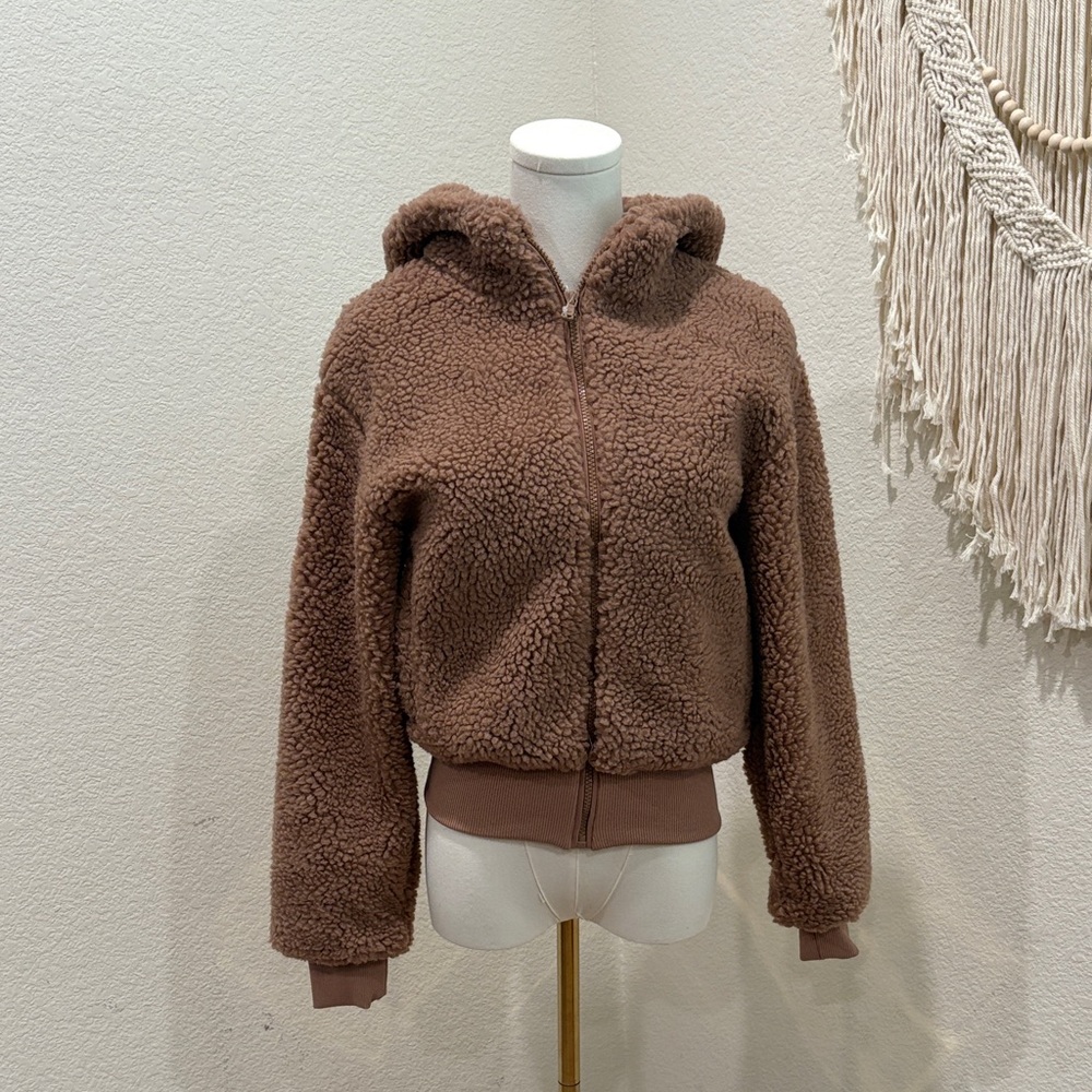 Fabletics Cozy Brown Teddy Jacket